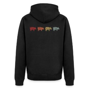 Pigs Retro Pigs Farmer Sow Boar Pigs - Unisex Premium Organic Zip Hoodie - black - Back - Nico (187cm)