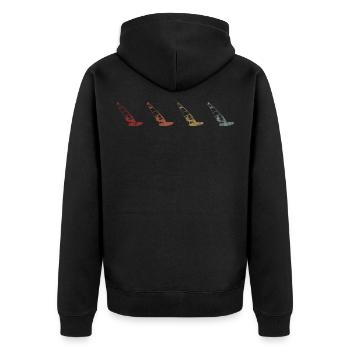 Windsurfing Windsurfer Windsurfen Retro Surfen - Unisex Premium Bio Zip Hoodie - Schwarz - Hinten - Nico (187cm)