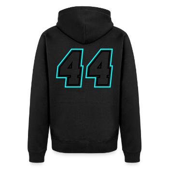 44 Zahl symbol - Unisex Premium Bio Zip Hoodie - Schwarz - Hinten - Nico (187cm)