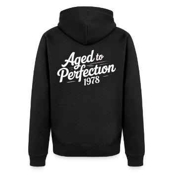 1978 Design for the 48 – For 48 years - Unisex Premium Organic Zip Hoodie - black - Back - Nico (187cm)