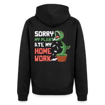 My Plant Ate My Homework Venus Flytrat Funny - Unisex Premium Organic Zip Hoodie - black - Back - Nico (187cm)