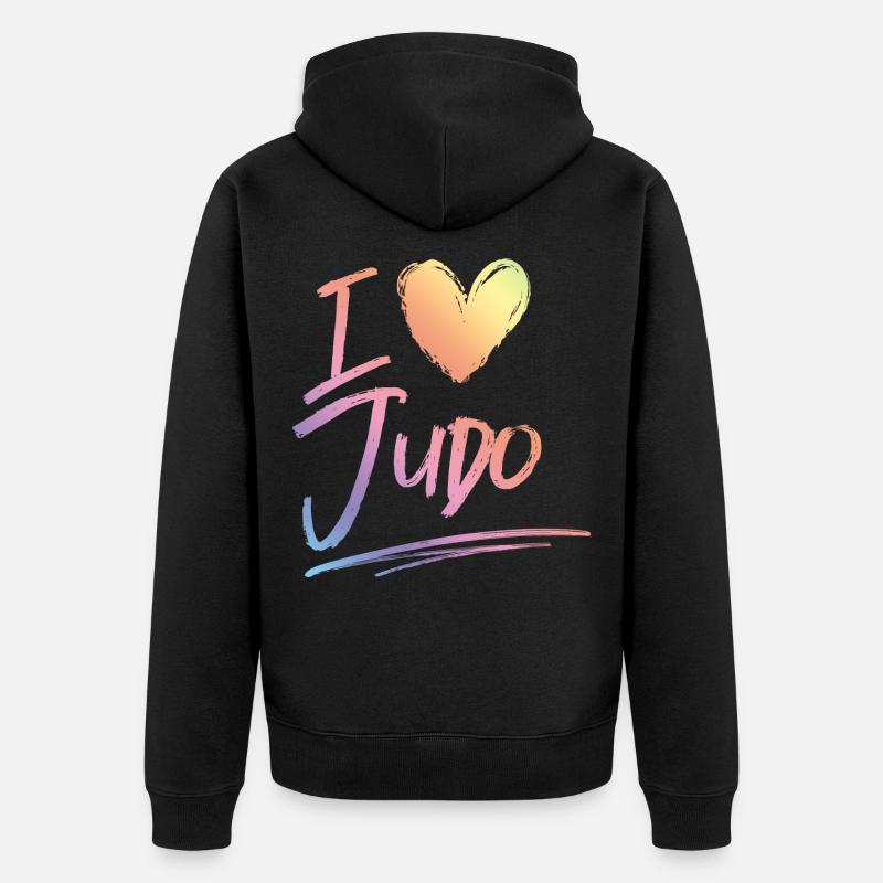 Ich liebe Judo - Unisex Premium Bio Zip Hoodie - Schwarz