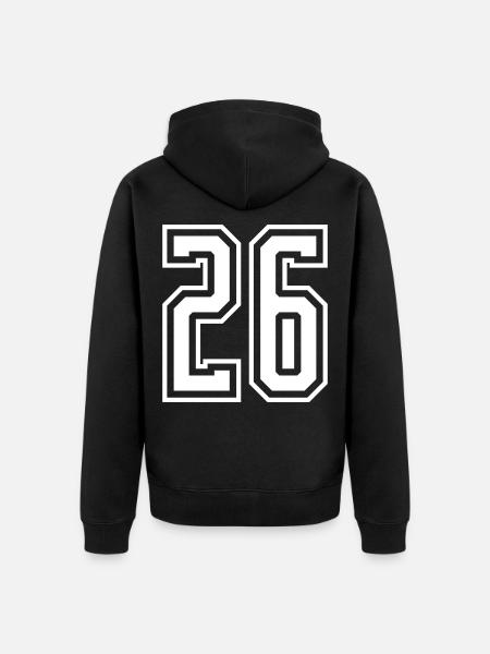 26 Numéro de numéro - Veste à capuche bio Premium Unisexe - noir