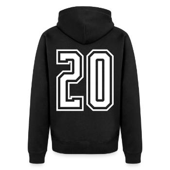 20 Number number - Unisex Premium Organic Zip Hoodie - black - Back - Nico (187cm)