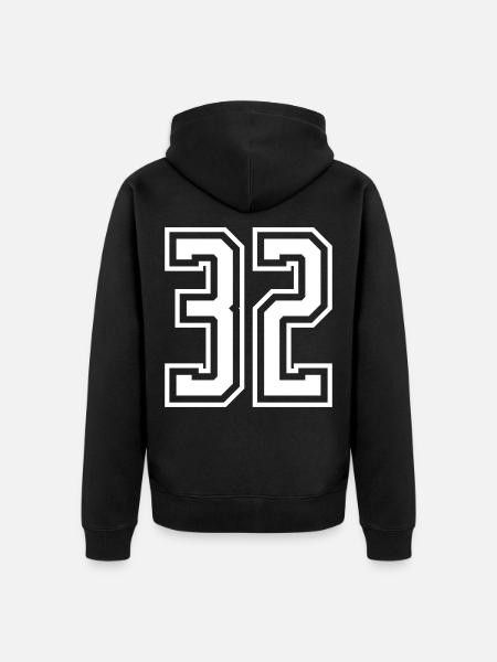 32 Number number - Unisex Premium Organic Zip Hoodie - black