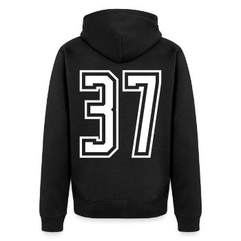 37 Number number - Unisex Premium Organic Zip Hoodie - black - Back - Nico (187cm)