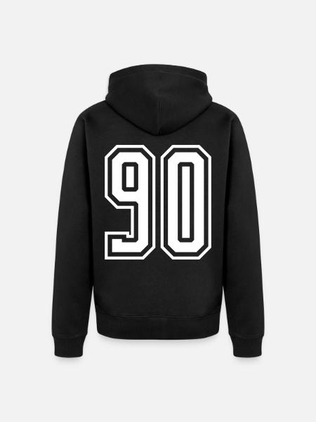90 Number number - Unisex Premium Organic Zip Hoodie - black
