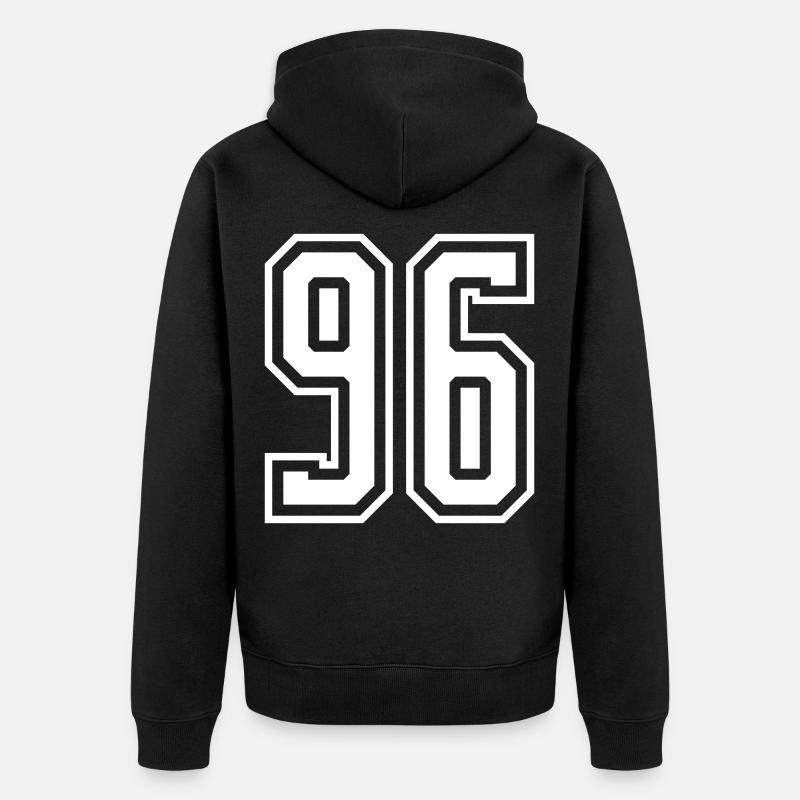 96 Numéro de numéro - Veste à capuche bio Premium Unisexe - noir