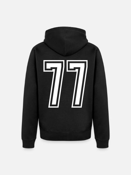 77 Number number - Unisex Premium Organic Zip Hoodie - black