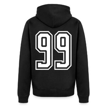 99 Number number - Unisex Premium Organic Zip Hoodie - black - Back - Nico (187cm)