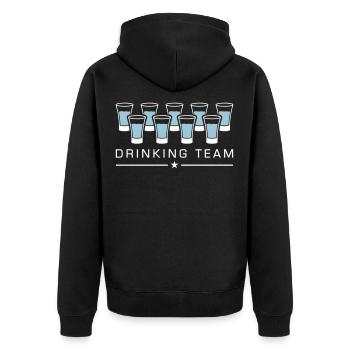 vodka shots drinking team - Unisex Premium Bio Zip Hoodie - Schwarz - Hinten - Nico (187cm)