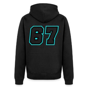 67 number symbol - Unisex Premium Organic Zip Hoodie - black - Back - Nico (187cm)