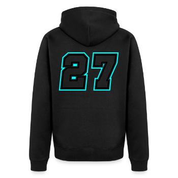 27 Zahl symbol - Unisex Premium Bio Zip Hoodie - Schwarz - Hinten - Nico (187cm)