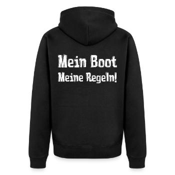 My boat My rules! - Unisex Premium Organic Zip Hoodie - black - Back - Nico (187cm)