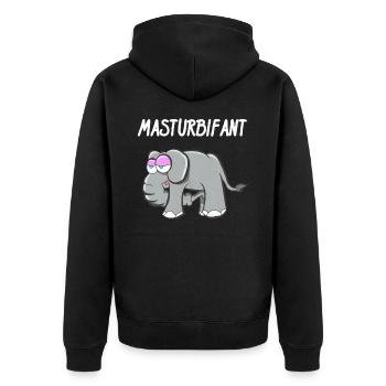 Elefant, Lustig Mastubieren - Unisex Premium Bio Zip Hoodie - Schwarz - Hinten - Nico (187cm)
