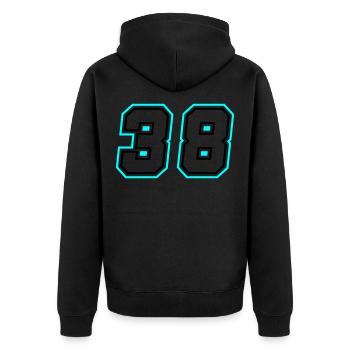 38 symbole de nombre - Veste à capuche bio Premium Unisexe - noir - Dos - Nico (187cm)