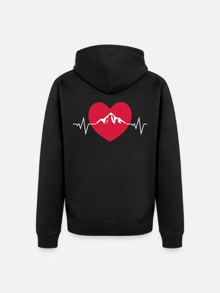 mountains pulse heart - Unisex Premium Organic Zip Hoodie - black