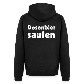 Dosenbier saufen - Unisex Premium Bio Zip Hoodie - Schwarz - Hinten - Nico (187cm)