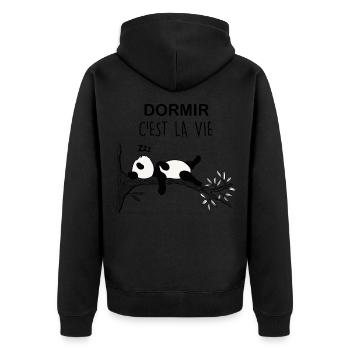 Dormir c'est la vie humour panda sommeil - Veste à capuche bio Premium Unisexe - noir - Dos - Nico (187cm)
