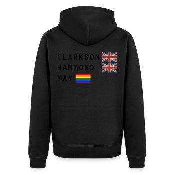 Clarkson Hammond May - Unisex Premium Bio Zip Hoodie - Schwarz - Hinten - Nico (187cm)