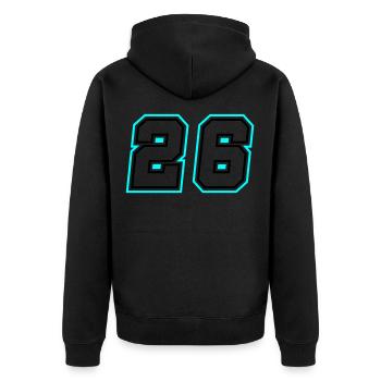 26 Zahl symbol - Unisex Premium Bio Zip Hoodie - Schwarz - Hinten - Nico (187cm)