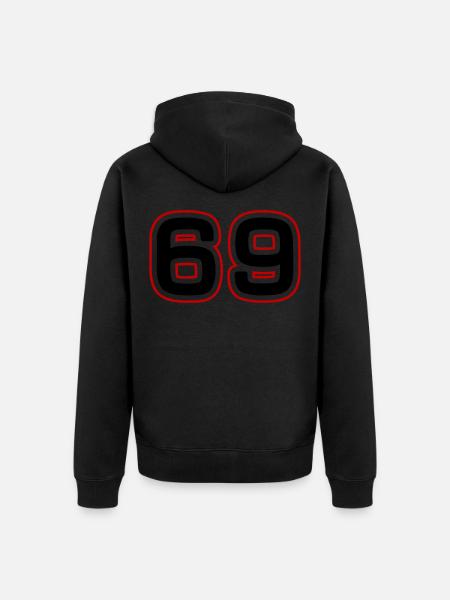 69 Zahl Symbol - Unisex Premium Bio Zip Hoodie - Schwarz