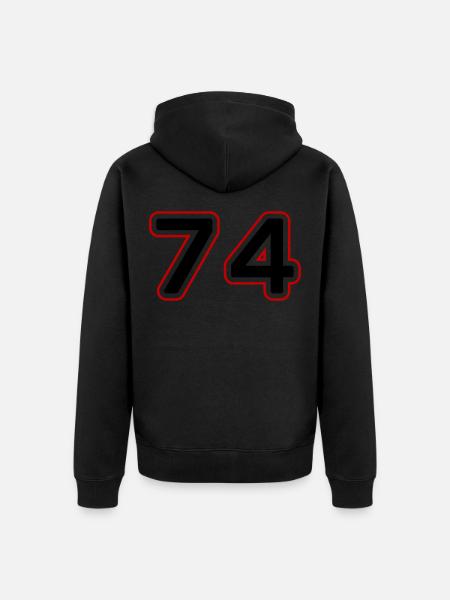 74 number symbol - Unisex Premium Organic Zip Hoodie - black