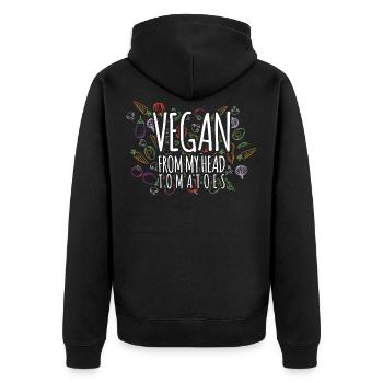 Veganer - Unisex Premium Bio Zip Hoodie - Schwarz - Hinten - Nico (187cm)