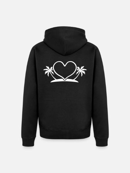 heart island palm tree - Unisex Premium Organic Zip Hoodie - black