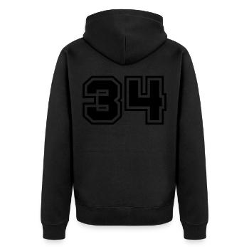 34 Zahl symbol - Unisex Premium Bio Zip Hoodie - Schwarz - Hinten - Nico (187cm)