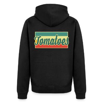 Tomaten - Unisex Premium Bio Zip Hoodie - Schwarz - Hinten - Nico (187cm)