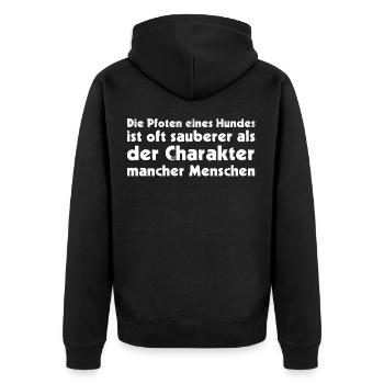 Die Pfoten eines Hundes ist oft sauberer als der C - Unisex Premium Bio Zip Hoodie - Schwarz - Hinten - Nico (187cm)