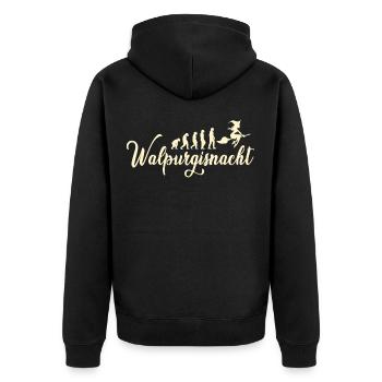 Walpurgisnacht mit Katze für echte Hexen - Unisex Premium Bio Zip Hoodie - Schwarz - Hinten - Nico (187cm)