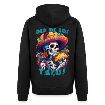 Squelette mexicain humoristique Dia de los tacos - Veste à capuche bio Premium Unisexe - noir - Dos - Nico (187cm)