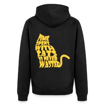 Cat Lover Time Spend With Cat - Unisex Premium Organic Zip Hoodie - black - Back - Nico (187cm)