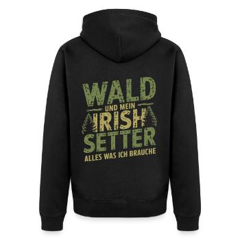 Wald und mein Irish Setter - Unisex Premium Bio Zip Hoodie - Schwarz - Hinten - Nico (187cm)