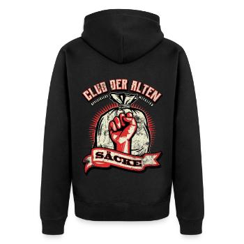 Club der alten Säcke - Faust - Unisex Premium Bio Zip Hoodie - Schwarz - Hinten - Nico (187cm)