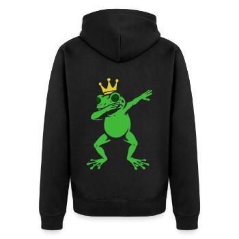 Dabbing Frog with Crown - Dab Dance - Gift - Unisex Premium Organic Zip Hoodie - black - Back - Nico (187cm)