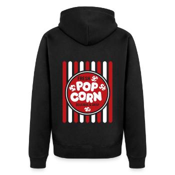 Frisches Popcorn - knusprig & lecker - Geschenk - Unisex Premium Bio Zip Hoodie - Schwarz - Hinten - Nico (187cm)