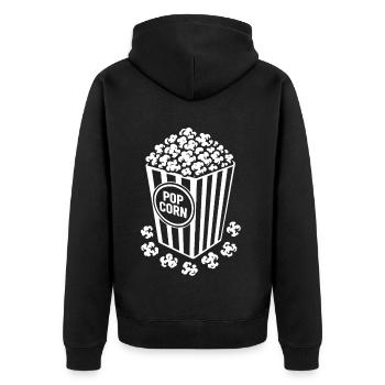 Frisches Popcorn - knusprig, lecker - Geschenk - Unisex Premium Bio Zip Hoodie - Schwarz - Hinten - Nico (187cm)