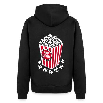 Frisches Popcorn - knusprig, lecker - Geschenk - Unisex Premium Bio Zip Hoodie - Schwarz - Hinten - Nico (187cm)