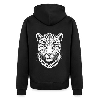 Leopard - Raubkatze, Afrika - Unisex Premium Bio Zip Hoodie - Schwarz - Hinten - Nico (187cm)