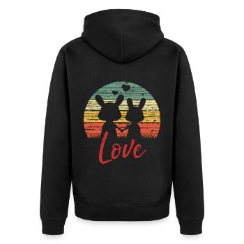 Bunny love - Cadeau de la Saint-Valentin - Veste à capuche bio Premium Unisexe - noir - Dos - Nico (187cm)