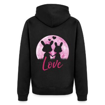 Bunny love - Cadeau de la Saint-Valentin - Veste à capuche bio Premium Unisexe - noir - Dos - Nico (187cm)