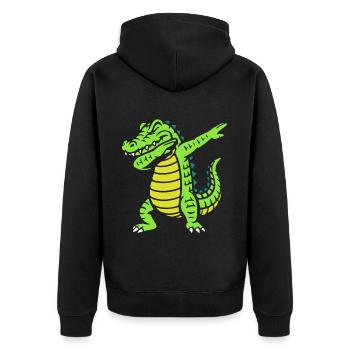 Alligator dabbing - Krokodil - Geschenk - Unisex Premium Bio Zip Hoodie - Schwarz - Hinten - Nico (187cm)