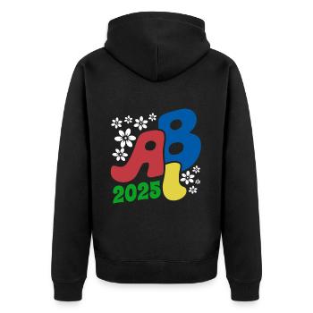 Abi 25 - Abitur - Blumen Geschenk - Unisex Premium Bio Zip Hoodie - Schwarz - Hinten - Nico (187cm)