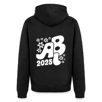 Abi 25 - Abitur - Blumen Geschenk - Unisex Premium Bio Zip Hoodie - Schwarz - Hinten - Nico (187cm)
