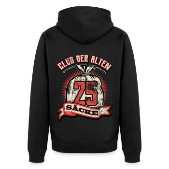 Club der alten Säcke, 25. Geburtstag - Unisex Premium Bio Zip Hoodie - Schwarz - Hinten - Nico (187cm)