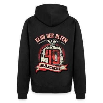 Club der alten Säcke, 40. Geburtstag - Unisex Premium Bio Zip Hoodie - Schwarz - Hinten - Nico (187cm)
