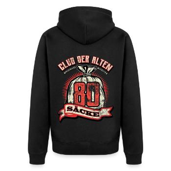 Club der alten Säcke, 80. Geburtstag - Unisex Premium Bio Zip Hoodie - Schwarz - Hinten - Nico (187cm)